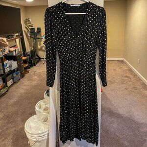 ZARA Long Sleeve Polka Dot Maxi Dress S